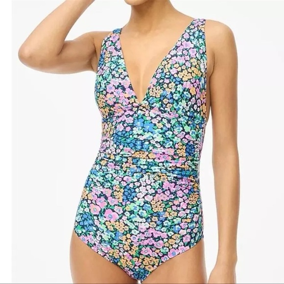 J. Crew Factory one-piece swimsuit in Antique Navy Multi - Picture 1 of 9